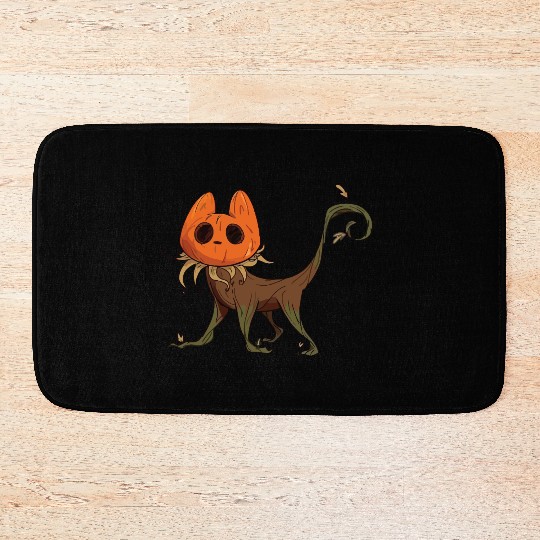 Whimsical Jack-o'-Lantern Cat Hybrid Bath Mats