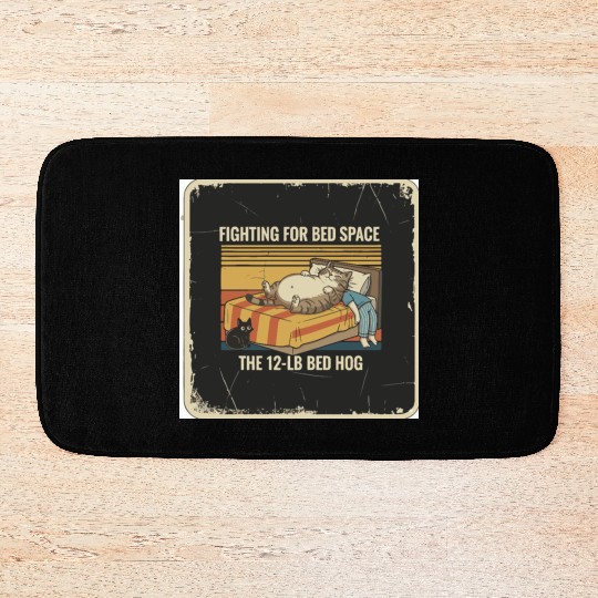 Fighting for Bed Space Cat Design Bath Mats