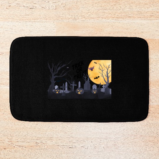 Trick-or-Treat Pumpkin Graveyard Bath Mats