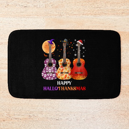 Happy HalloThanksMas Guitar  Bath Mats