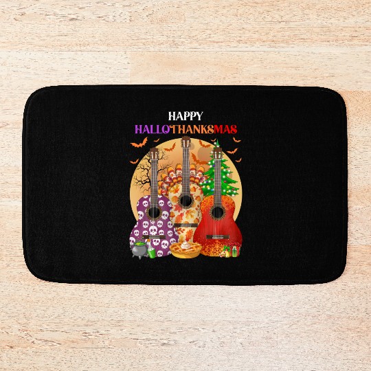 Happy HalloThanksMas Guitar  Bath Mats