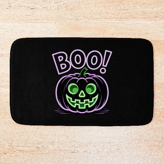 Neon Jack-O-Lantern Halloween Design Bath Mats