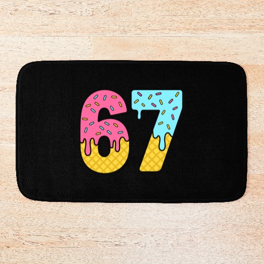 Six Seven Meme Ice Cream Drip Waffle Cone Funny 67 Bath Mats