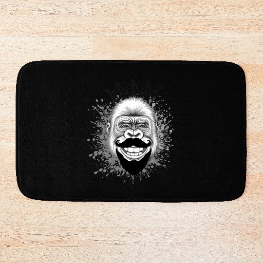 Regal Gorilla with Crown and Mustache Bath Mats