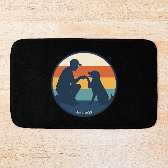 Dog Dad Retro Sunset Badge Bath Mats | Wagvox