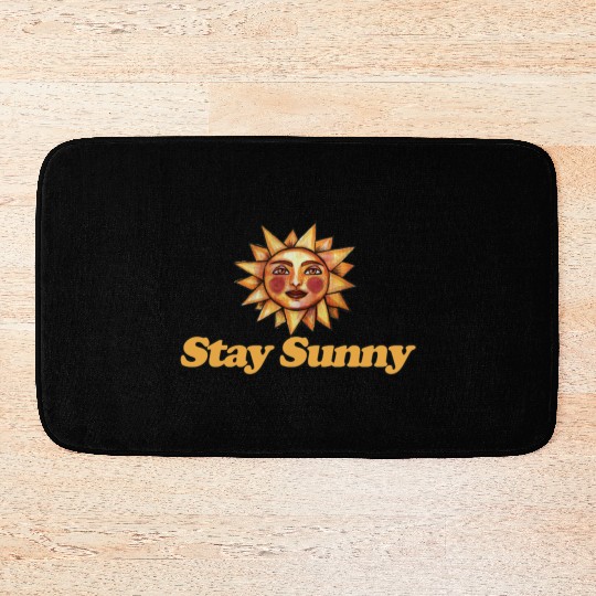 Sun and Smiley Face Motivational Design Bath Mats