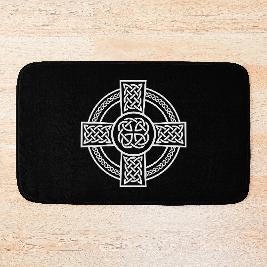 Celtic Cross Ireland Intricate Knotwork Design Bath Mats