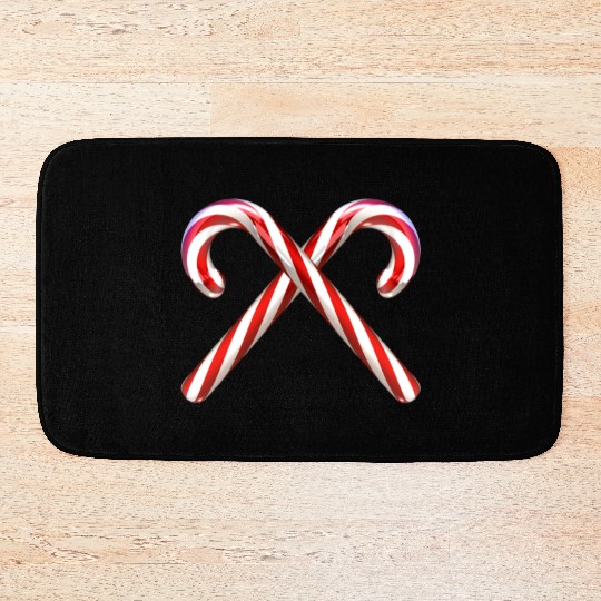 Crossed candy canes Bath Mats