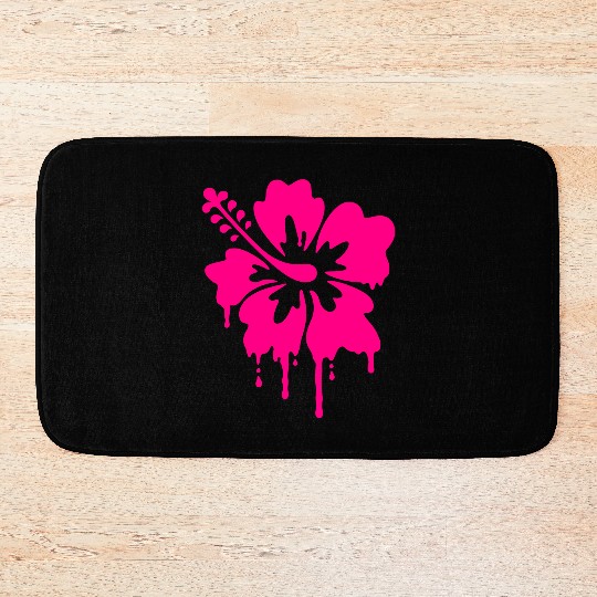 gladditudes Grunge Hibiscus Bath Mats