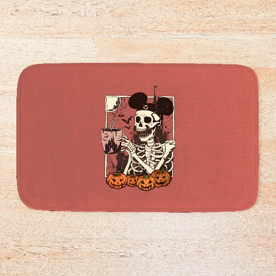 Vintage Disney Skeleton  Color Bath Mats, Mickey Skeleton Coffee Bath Mats