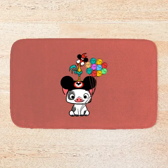 Retro 90s Disney Moana Pua And Hei Hei Vacay Mode Mickey Balloon Bath Mats