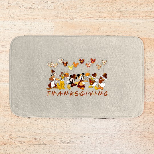 Vintage Mickey And Friends Thanksgiving Bath Mats, Disney Thanksgiving Fall Bath Mats