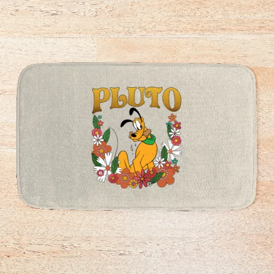 Pluto Dog Disney Floral Bath Mats, Retro Pluto Bath Mats, Disney Pluto Bath Mats, Disney Animal Kingdom Bath Mats