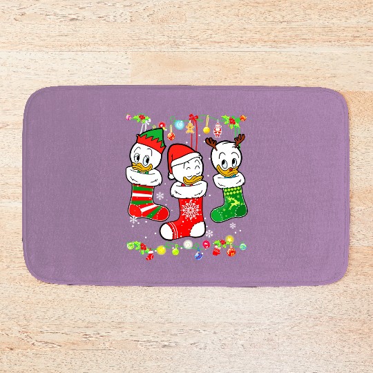 Disney DuckTales Huey, Louie, Dewey Christmas Socks Lights Bath Mats