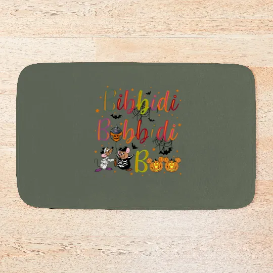 Retro Bibbidi Bobbidi Boo Halloween Bath Mats, Jaq And Gus Bath Mats,Halloween Pumpkin Bath Mats, Disney Cinde Bath Mats
