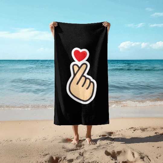 bts love hand Beach Towels