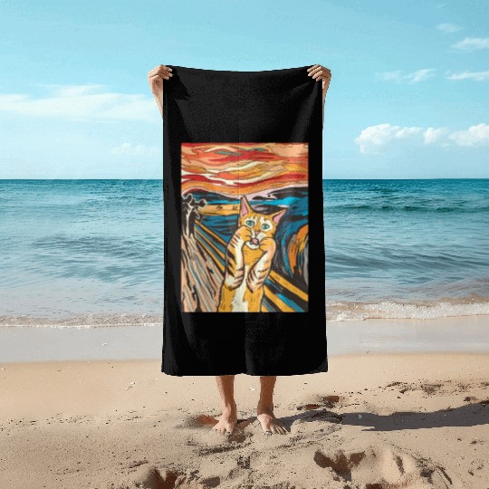 The scream of the cat Beach Towels