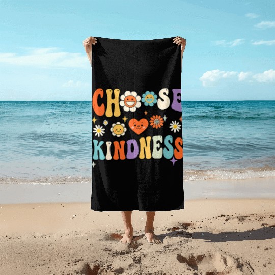 Retro Vintage Choose Kindness Lover Spiritual Beach Towels