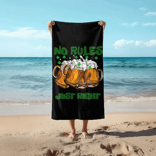 st paddy funny day, green beer Irish day Beach Towels