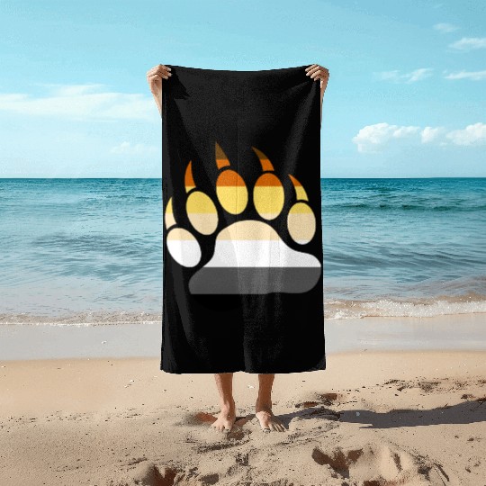 Cool Gay Bears pride flag Bear Paw Beach Towels