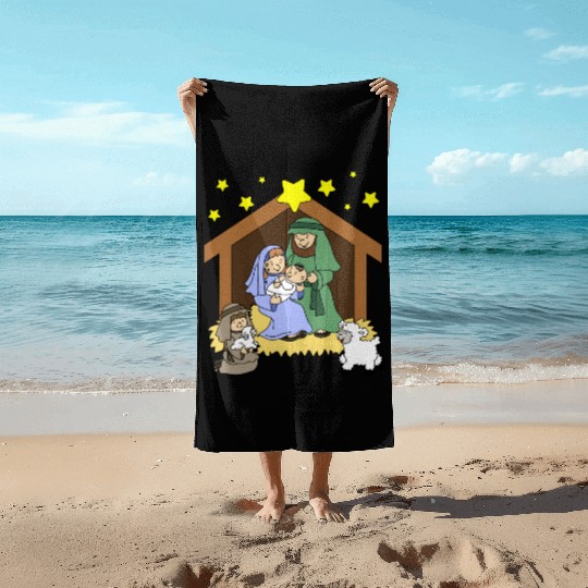 Nativity Scene Beach Towels