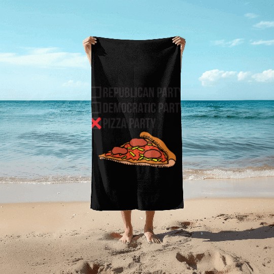 Republican Party vs Democratic Party vs Pizza Part Beach Towels