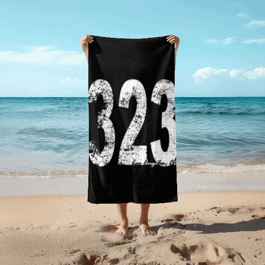 Vintage Los Angeles Area Code 323 Beach Towels