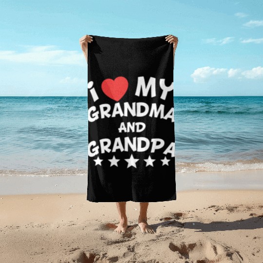 I Heart My Grandma And Grandpa Beach Towels