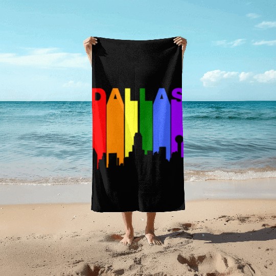 Dallas Texas Gay Pride Rainbow Skyline Beach Towels