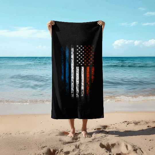 France US Flag Grunge Beach Towels