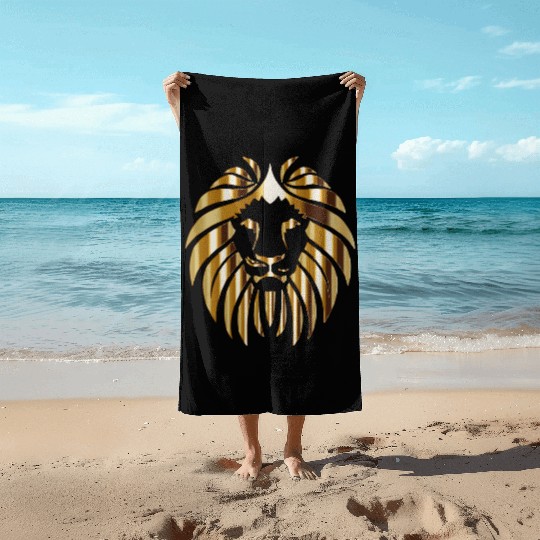 Gold lion Beach Towels
