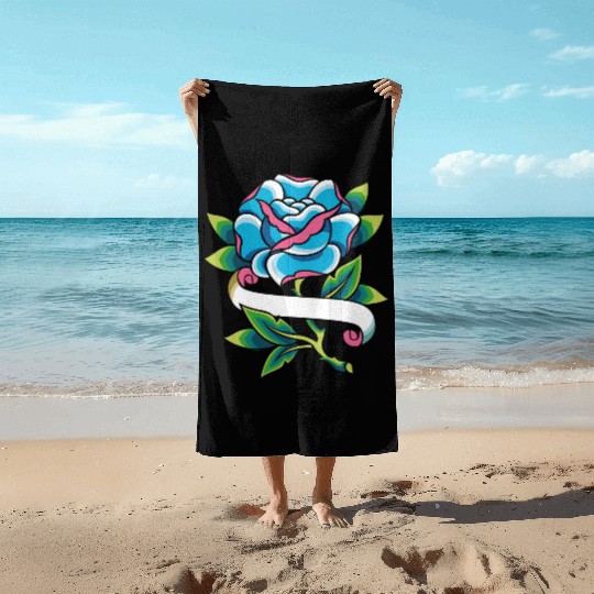 Rose tattoo Beach Towels