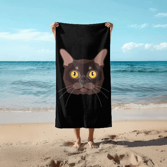 brown cat Beach Towels