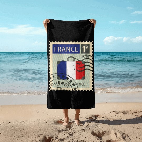 stamp france Beach Towels