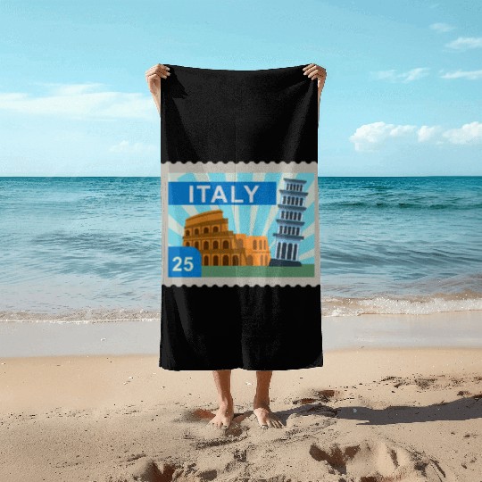 italy post stamp Beach Towels
