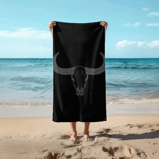buffalo skull Beach Towels