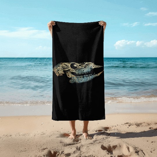 cow skull Beach Towels
