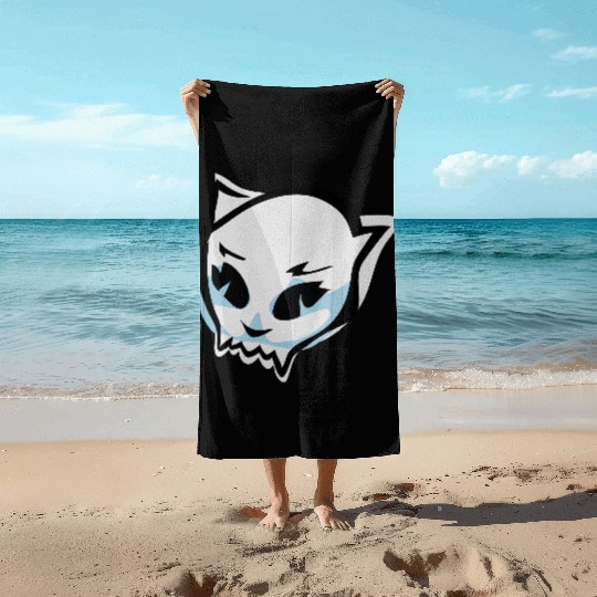 cat skull Beach Towels