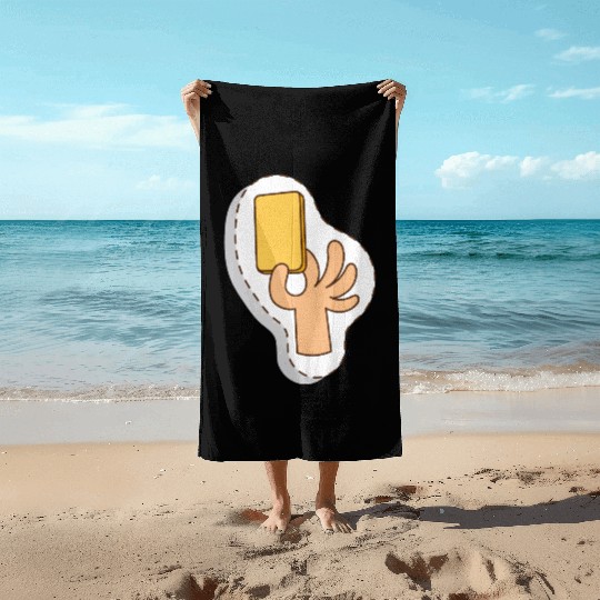 Football referee yellow card Beach Towels