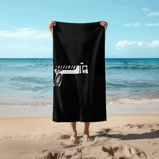 comic gun Beach Towels