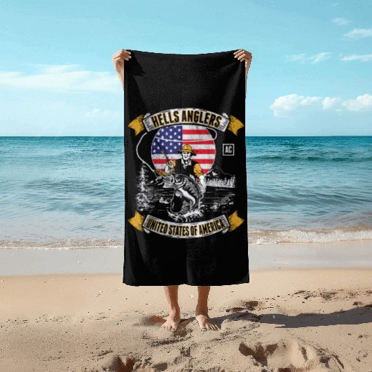 HELLS ANGLERS USA fishermen angler used look Beach Towels