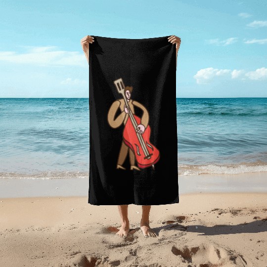 Double Bass Player Beach Towels