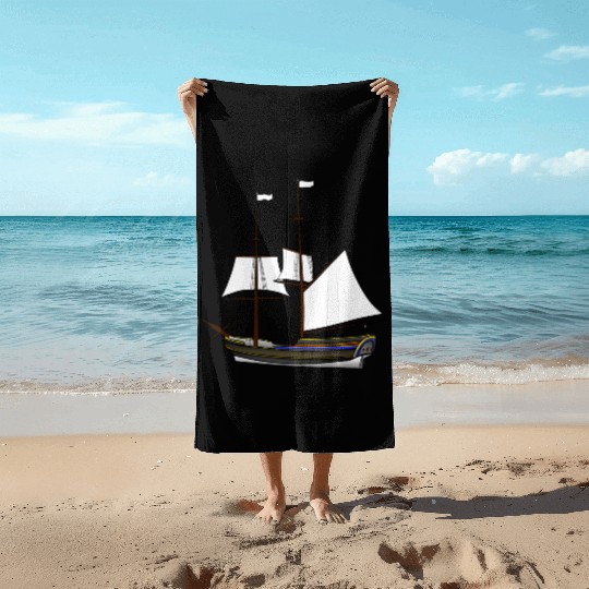 ship boat canoe sailboat submarine yacht anchor405 Beach Towels