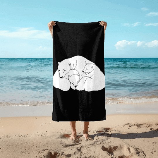 Polar Bear w. Cubs Twins Beach Towels