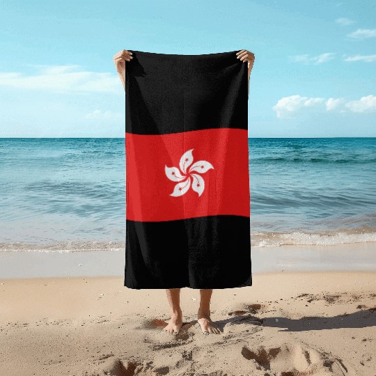 flag hong kong Beach Towels