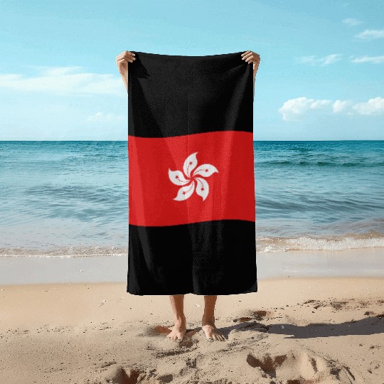 flag hong kong Beach Towels