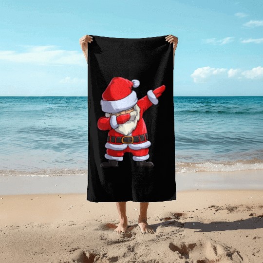 Dabbing santa claus Beach Towels