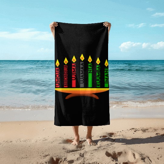 Kwanzaa Holiday Candles Beach Towels