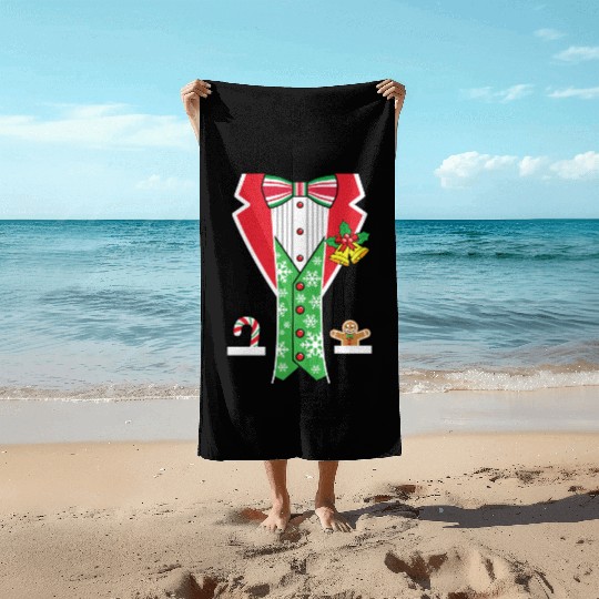 Christmas Tuxedo Beach Towels