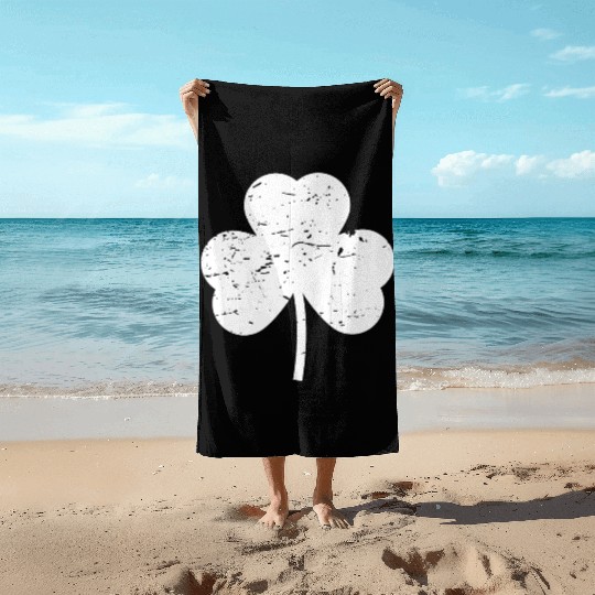 Shamrock white distressed Beach Towels